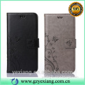 Mobile phone accessories embossed flower wallet leather flip cover for iphone 4 leather stand case with card slots